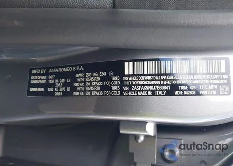 2018 Alfa Romeo Stelvio Ti Sport Awd from USA, damaged, VIN ZASFAKNN0J7B60841